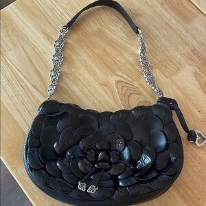 Brighton Rose Black Leather Handbag - Beautiful!